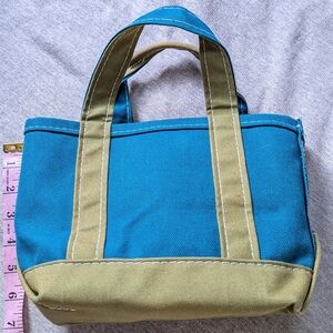 L.L. Bean Small Canvas Tote Bag Teal Blue Olive Green Sample OOAK